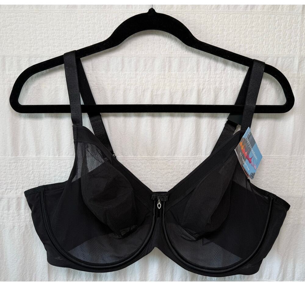 Curvy Couture Sheer Mesh Unlined Underwire Bra, Size 38G, NEW!